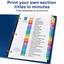 Dividers|Avery Ready Index Table of Contents EcoFriendly Paper Dividers, A-Z Tabs, Multicolor (11085)