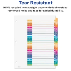 Dividers|Avery Ready Index Table of Contents EcoFriendly Paper Dividers, A-Z Tabs, Multicolor (11085)