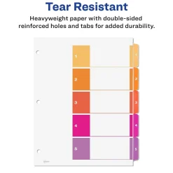 Dividers|Avery Ready Index Table of Contents Paper Dividers, 1-5 Tabs, Multicolor, 24 Sets/Box (11167)