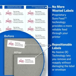 Sale Avery Repositionable Laser Address Labels, 1" x 2-5/8", White, 3,000 Labels/Box (55160)