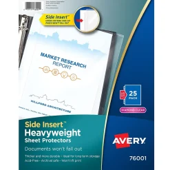 Sheet Protectors|Avery Side Insert Sheet Protectors, Diamond Clear, 25/Pack (15935-CC/76001)