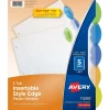 Dividers|Avery Style Edge Insertable Plastic Dividers, 5-Tab, Assorted, 120/Carton