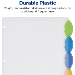 Dividers|Avery Style Edge Insertable Plastic Dividers, 5-Tab, Assorted, 120/Carton