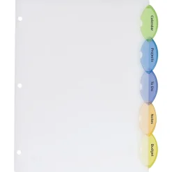 Dividers|Avery Style Edge Insertable Plastic Dividers, 5-Tab, Assorted, 120/Carton