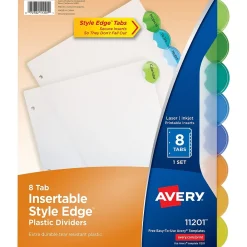 Dividers|Avery Style Edge Insertable Plastic Dividers, 8 Tab, Multicolor (11201)