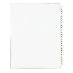 Dividers|Avery Style Numeric 51-75 Paper Dividers, 25 Tabs, White (01332)
