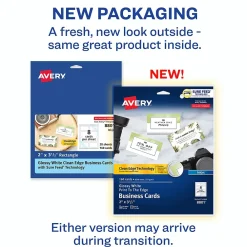 Business Cards*Avery Sure Feed Business Cards, 2" x 3.5", Glossy White, 8 Cards/Sheet, 20 Sheets/Pack, 160 Cards/Pack (8801)