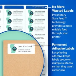 Outlet Avery Sure Feed Inkjet Return Address Labels, 3/4" x 2-1/4", 600 Labels/Pack (8257)