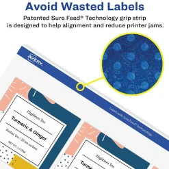 Clearance Avery Sure Feed Inkjet Shipping Labels, 3-1/3" x 4", White, 120 Labels/Pack (8254)