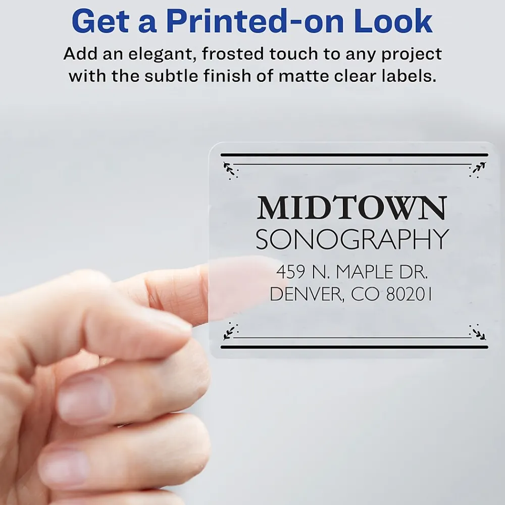 Clearance Avery Sure Feed Inkjet Shipping Labels, 2" x 4", Clear, 10 Labels/Sheet, 100 Labels/Pack (18663)