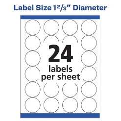 Labels|Avery Sure Feed Laser Round Labels, 1-2/3