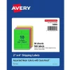 Labels|Avery Sure Feed Laser Shipping Labels, 2"x 4", Assorted Neon, 500 Labels/Box (5956)