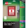 Labels|Avery Surface Safe Laser/Inkjet Label Safety Signs, 5" x 7", White, 30 Labels/Pack (61511)