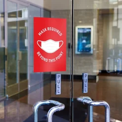 Avery Surface Safe "Mask Required Beyond This Point" Preprinted Wall Decals, 7" x 10", Red/White, 5 Pack (83177)