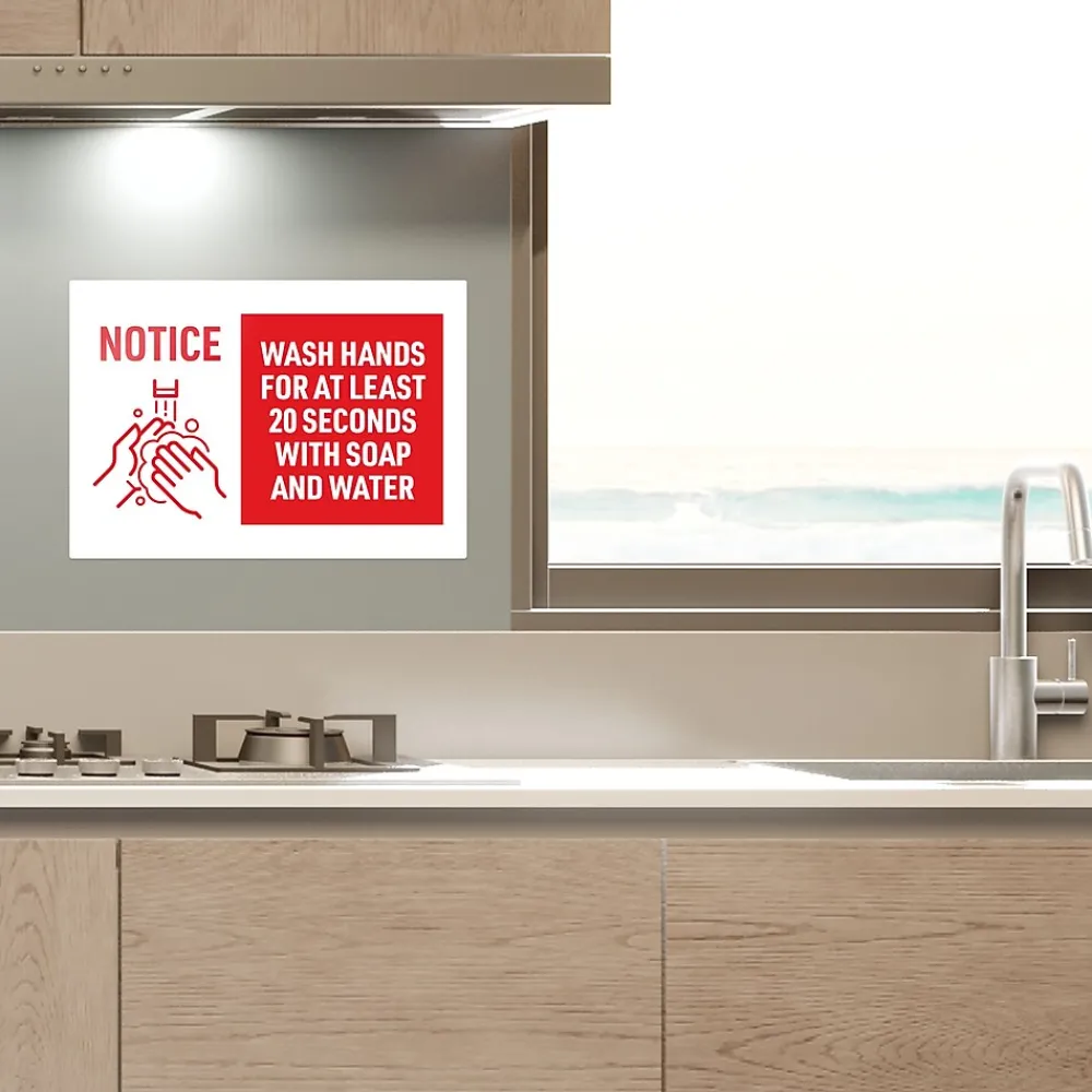Avery Surface Safe "Wash Hands" Preprinted Wall Decals, 7" x 10", White/Red, 5/Pack (83175)