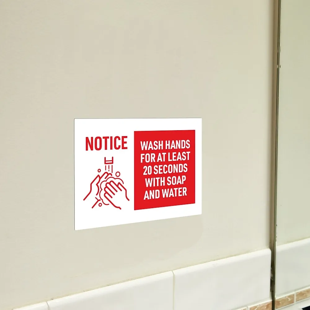 Avery Surface Safe "Wash Hands" Preprinted Wall Decals, 7" x 10", White/Red, 5/Pack (83175)