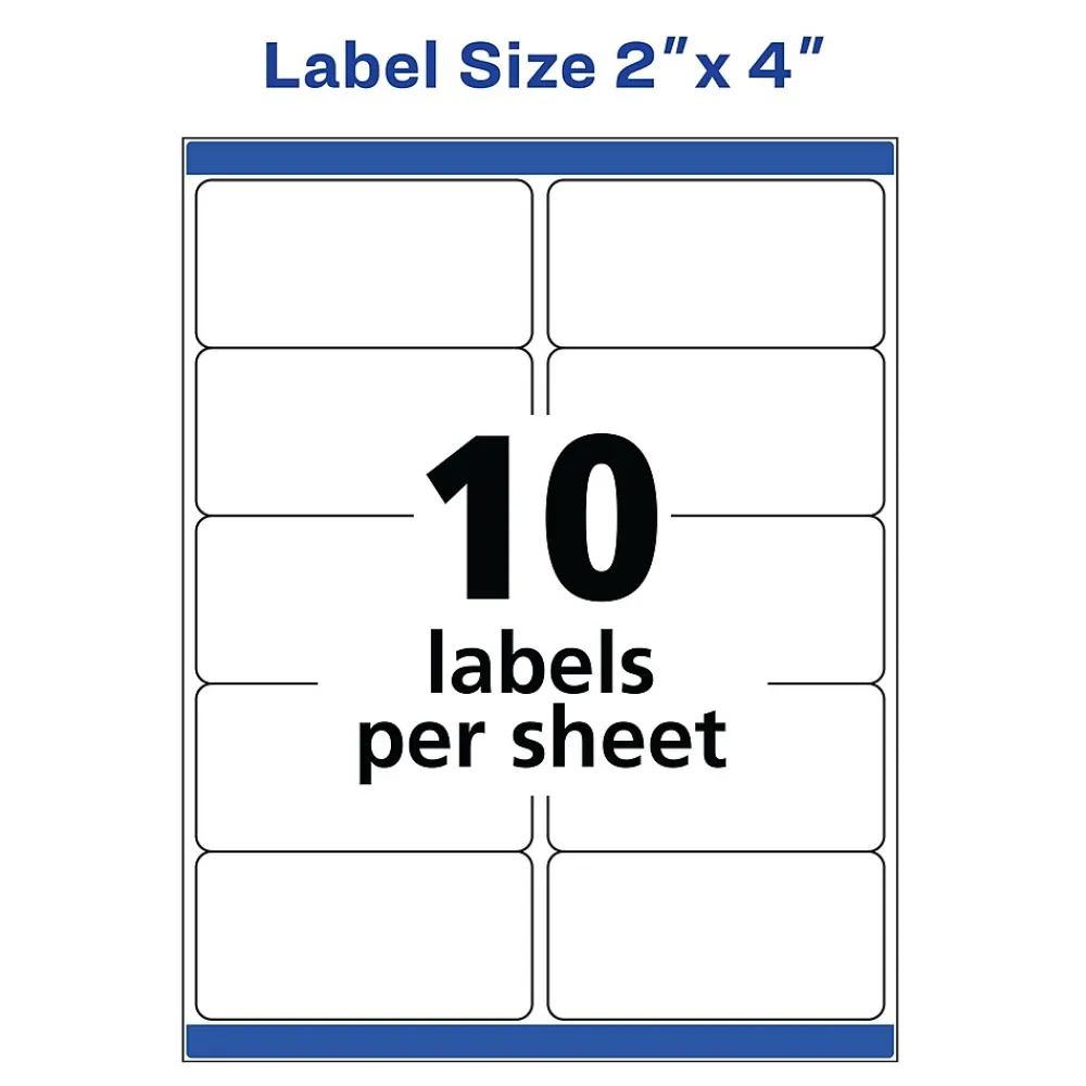 Clearance Avery TrueBlock Laser Shipping Labels, 2" x 4", White, 5,000 Labels/Box (95910)