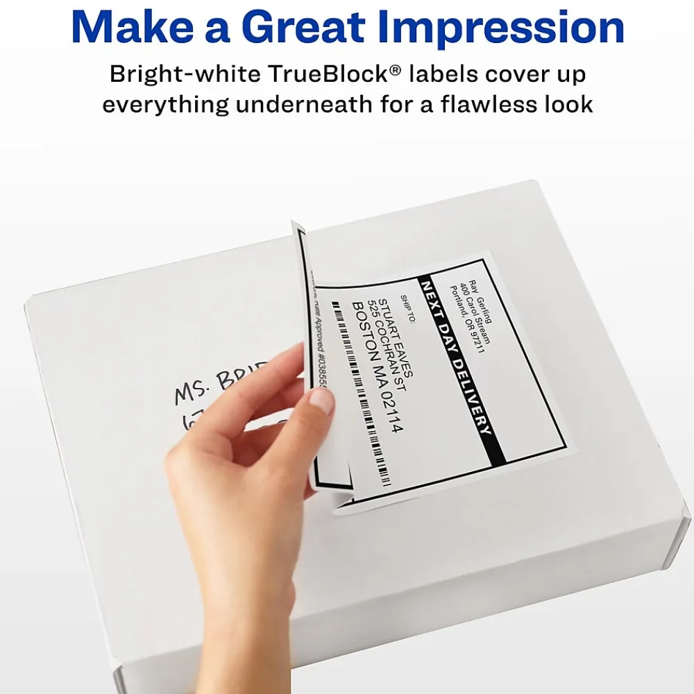 Avery TrueBlock Laser Shipping Labels, 5-1/2" x 8-1/2", White, 200 Labels/Box (5126)