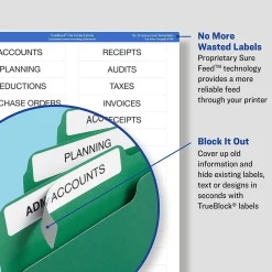 Labels|Avery TrueBlock Laser/Inkjet File Folder Labels, 2/3