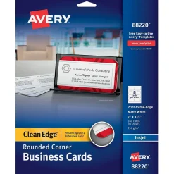 Business Cards*Avery Two-Side Rounded Corners Printable Clean Edgeâ„¢ Business Cards, Inkjet, Matte White, 2" x 3 1/2", 160/Pk