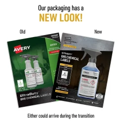 Clearance Avery UltraDuty Waterproof Laser GHS Chemical Labels, 3 1/2