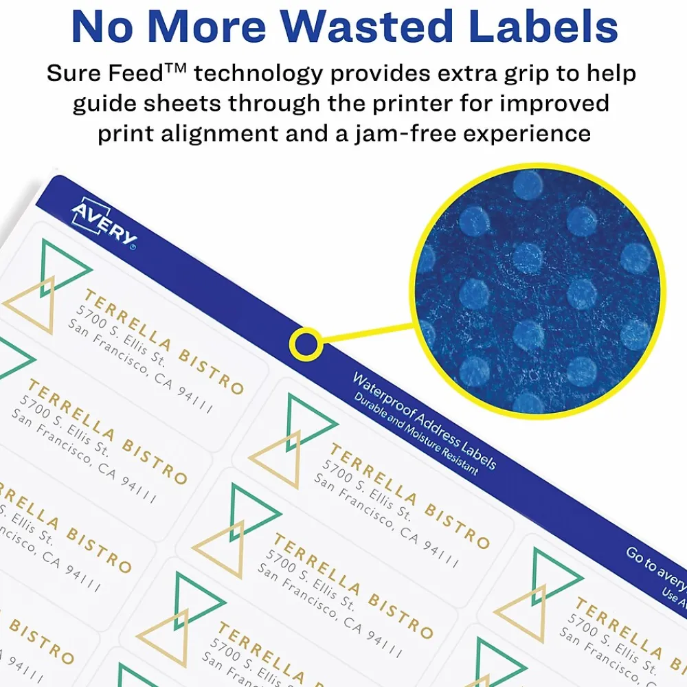 Best Avery Waterproof Laser Shipping Labels, 3-1/3" x 4", Matte White, 300 Labels/Box (5524)