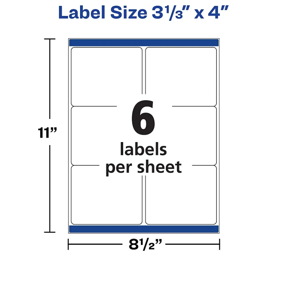 Best Avery Waterproof Laser Shipping Labels, 3-1/3" x 4", Matte White, 300 Labels/Box (5524)