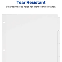 Dividers|Avery Write & Erase Paper Dividers, 5 Tabs, White, 36 Sets/Box (11506)