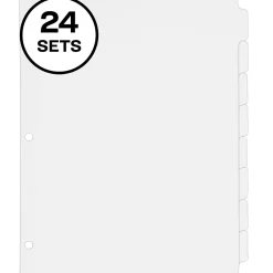 Dividers|Avery Write & Erase Paper Dividers, 8 Tabs, White, 24 Sets/Box (11507)