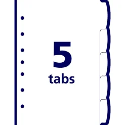 Dividers|Avery Write & Erase Plastic Mini Dividers, 5 Tabs, Multicolor (16180)
