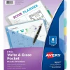 Dividers|Avery Write & Erase Pocket Plastic Dividers, 8 Tabs, Multicolor (16177)