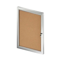 Bulletin*Azar Cork Enclosed Bulletin Board, Aluminum Frame, 29.72" x 23.03" (300223)