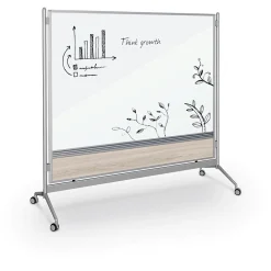 Dry Erase*Balt D.O.C. Glass Room Divider, Silver Aluminum Frame, 58" x 69.6" (8201G-8201)