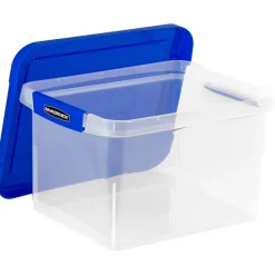 File Storage|Bankers Box® Bankers Box Heavy Duty Locking File Totes, Letter/Legal Size, Blue/Clear (0086201)