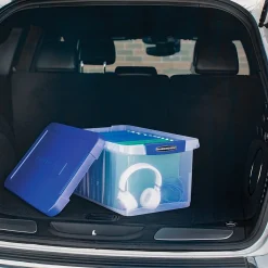 File Storage|Bankers Box® Bankers Box Heavy-Duty Latch Lid Plastic File Box, Letter Size, Blue/Clear, Each (86101)