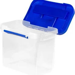 File Storage|Bankers Box® Bankers Box Heavy-Duty Plastic Portable File Storage Box, Letter Size, Blue/Clear (0086301)