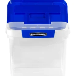 File Storage|Bankers Box® Bankers Box Heavy-Duty Plastic Portable File Storage Box, Letter Size, Blue/Clear (0086301)