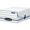 File Storage|Bankers Box® Bankers Box Liberty Binder-Pak Corrugated File Storage Box, Snap Closure, Check & Voucher Size, White/Blue (48110)