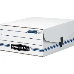 File Storage|Bankers Box® Bankers Box Liberty Binder-Pak Corrugated File Storage Box, Snap Closure, Check & Voucher Size, White/Blue (48110)