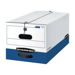 File Storage|Bankers Box® Bankers Box Liberty Heavy-Duty Corrugated File Storage Boxes, Letter Size, White/Blue, 4/Carton (0001103)