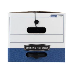 File Storage|Bankers Box® Bankers Box Liberty Plus Heavy-Duty FastFold File Storage Boxes, String & Button, Letter Size, White/Blue, 12/Carton (11111)