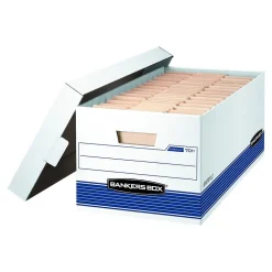 File Storage|Bankers Box® Bankers Box Medium-Duty Corrugated File Storage Boxes, Lift-Off Lid, Letter Size, White/Blue, 20/Carton (0070110)