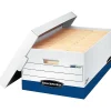 File Storage|Bankers Box® Bankers Box Presto Heavy-Duty Instant Assembly File Storage Boxes, Lift-Off Lid, Legal Size, White/Blue, 12/Carton (0063201)