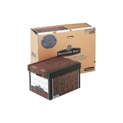 File Storage|Bankers Box® Bankers Box R-Kive® Heavy-Duty FastFold File Storage Boxes, Lift-Off Lid, Letter/Legal Size, Woodgrain, 4/Pack (0072506)