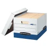 File Storage|Bankers Box® Bankers Box R-Kive® Heavy-Duty FastFold File Storage Boxes, Lift-Off Lid, Letter/Legal Size, White/Blue, 12/Carton (07243)