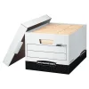 File Storage|Bankers Box® Bankers Box R-Kive® Heavy-Duty FastFold File Storage Boxes, Lift-Off Lid, Letter/Legal Size, White/Black, 12/Carton (00724)