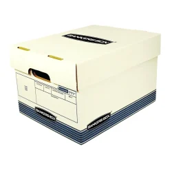 File Storage|Bankers Box® Bankers Box R-Kive O/S Heavy-Duty FastFold, File Storage Boxes, Lift-Off Lid, Letter/Legal Size, White/Blue, 20/BL (0077103)