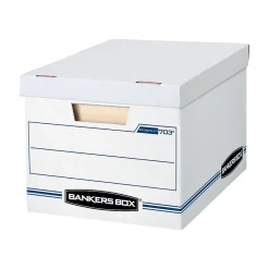 File Storage|Bankers Box® Bankers Box Stor/File 59% Recycled Corrugated File Box Lift Off Lid, Letter/Legal Size, White/Blue, 12/Carton (00703)