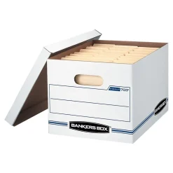 File Storage|Bankers Box® Bankers Box Stor/File 59% Recycled Corrugated File Box Lift Off Lid, Letter/Legal Size, White/Blue, 12/Carton (00703)