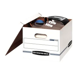 File Storage|Bankers Box® Bankers Box Stor/File 60% Recycled Corrugated File Box Lift Off Lid, Letter/Legal Size, White/Blue, 6/Pack (57036-04)